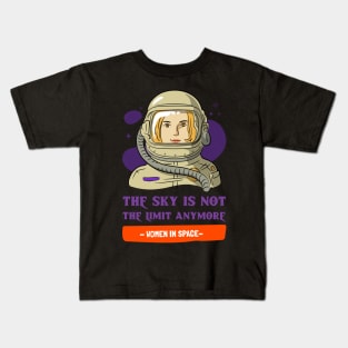 Female Astronaut Women in Space Kids T-Shirt